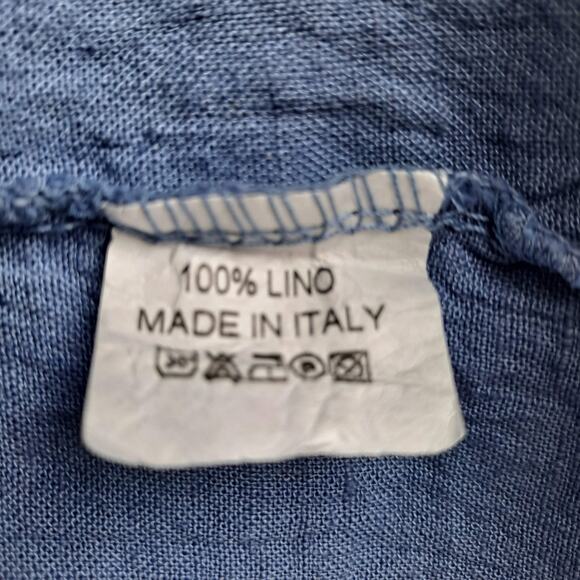 Firenze In Maglia Tank Dress 100% Linen Sleeveless Scoop Neck Mini Blue Size L - Picture 11 of 11